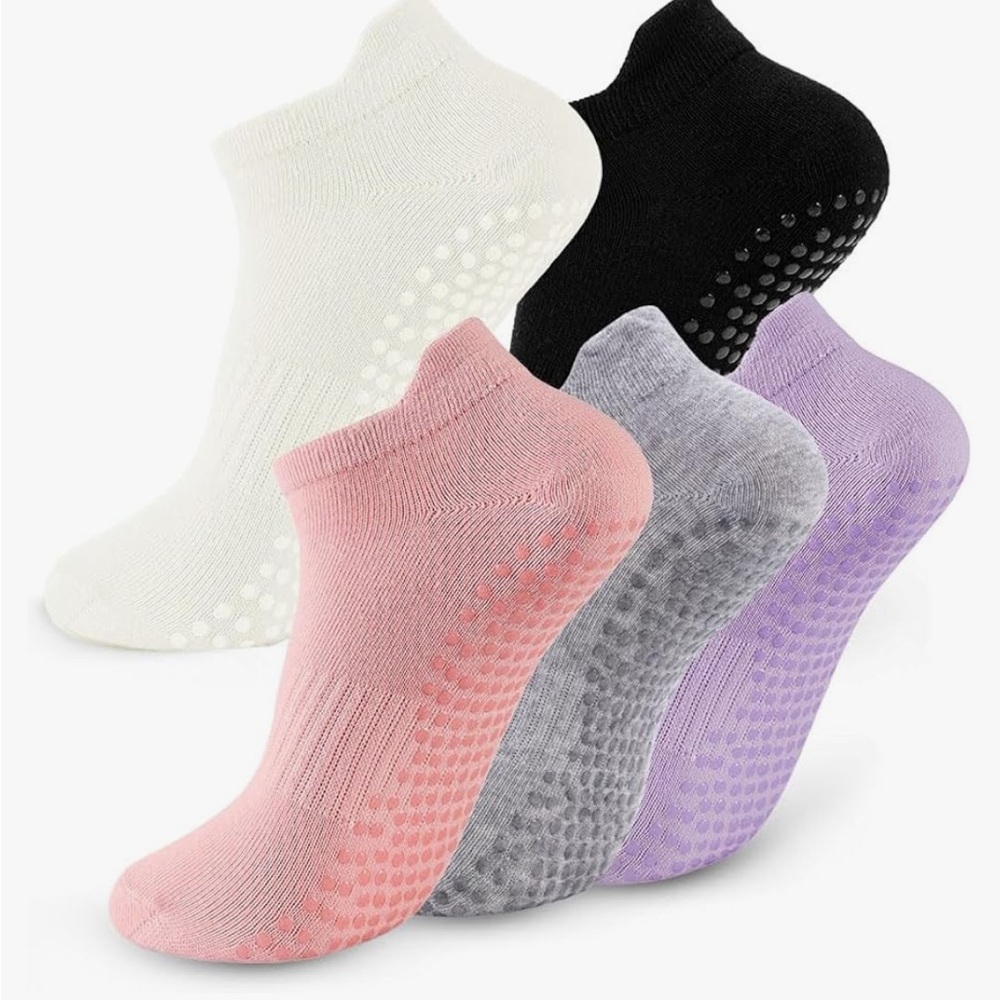 Non-Slip Ankle Socks - 6-Pack (White, Black, Pink, Gray, Lavender) - Picture 4 of 9